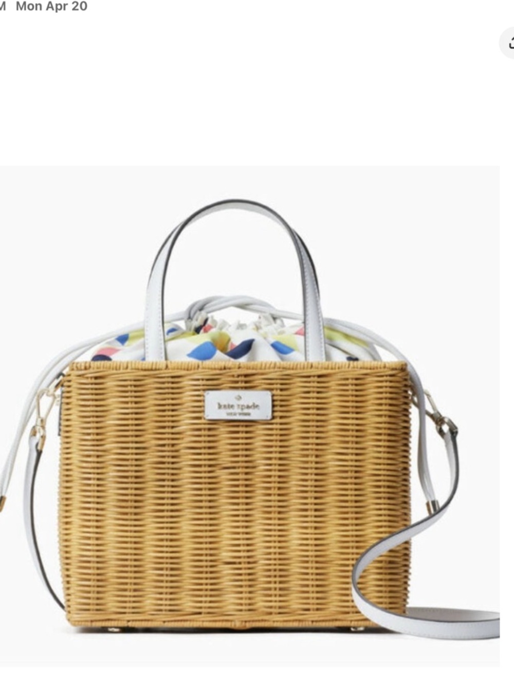kate spade lemon yellow woven satchel with white trim
